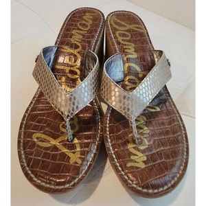 SAM EDELMAN Womens Shoes Leather Espadrille Platform cork Wedge Sandals ROMY 9 M